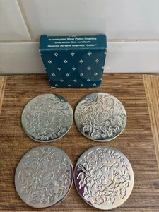 Avon Hummingbird Silver Plated Coasters - Picture 1 of 3