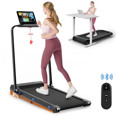 GUNJI Laufband für Zuhause klappbar mit Handlauf 1-12km/h LCD Puls Heimtrainer