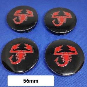 4 Cache Moyeu Centre De Roue Abarth 56mm - Foto 1 di 4