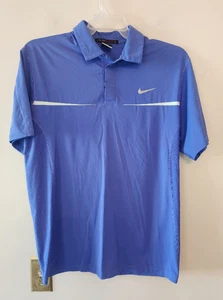 Nike Tiger Woods collection dri fit golf polo blue and white size mens medium - Picture 1 of 6