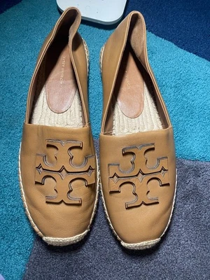 TORY BURCH ESPADRILLE cognac brown leather SZ US 9.5 - Image 1 of 4