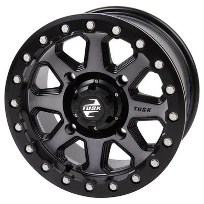 4/156 Tusk Uinta Beadlock Wheel 14x7 4.0 + 3.0 Gunmetal/Black For Kawasaki MULE - Image 1 of 4