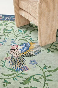 Hand-Tufted Oriental Design Floral Green Area Rug For Bedroom Hall Kitchen - Picture 1 of 3