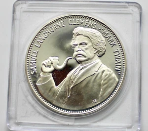 1969 Franklin Mint Mark Twain Huck Finn Samuel L Clemens 925 Silver Round - Picture 1 of 3