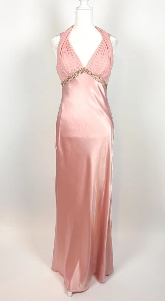 Vestido Y2K Adrianna Papell seda satinado corte sesgado Foto 1 de 4