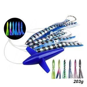 UV Glow Trolling Rig with 8/0 Hook Soft Squid Lure for Tuna Deep Sea Fishing - Picture 1 of 15
