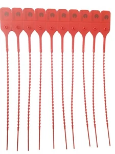 Security Tags Plastic Pull Ties Secure Anti-Tamper Numbered Seals Red Green Blue - Picture 1 of 3