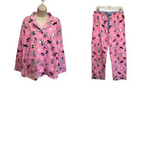PJ Salvage Pink Flannel Cotton Dog Pajamas Christmas Dogs In Santa Suit L NWT
