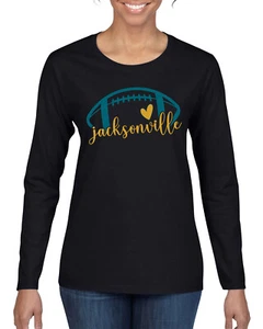 Fan Of Jacksonville Fútbol Americano Amarillo y Azulado Corazón Mujer Mangas Largas - Imagen 1 de 3