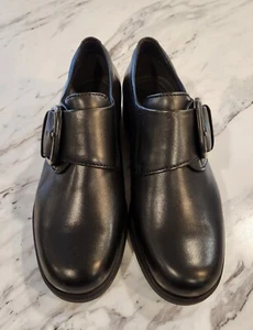 Ecco Men's Buckle Black Leather Slip On Dress Shoes,Size US 7.5/ EU 38 - Picture 1 of 7
