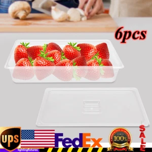 6pcs Commercial Buffet Food Storage Pan Container with Lid For Hotel Restuarants - Picture 1 of 23