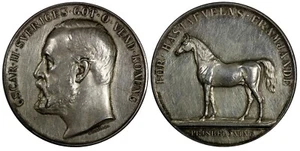 SWEDEN Silver Medal Oscar II Reward for Horse Breeding By A.LINDBERG 43mm (359) - Picture 1 of 3