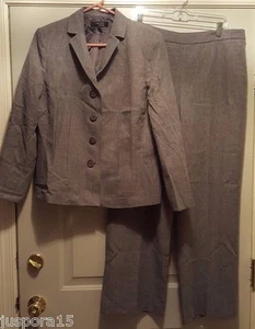 Collections by Le Suit Womens Pants Blazer Suit Size 16 Gray White NEW - Picture 1 of 9