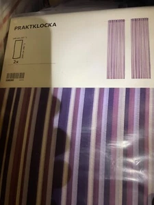 New Ikea PRAKTKLOCKA Curtains 1 Pair(2 Panels), Striped Lilac Purple 57" x 98" - Picture 1 of 7