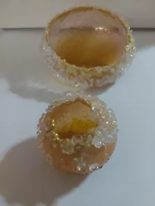 Marsha Blaker & Paul DeSomme Amber Art Glass Bowl & Small Cup SIGNED & DATED - Picture 1 of 11