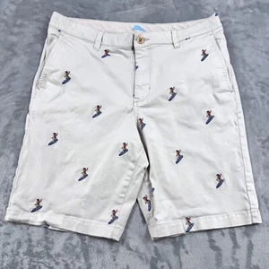 Tommy Bahama Chino Shorts Mens 35 Off White Surfing Hula Girl Preppy Resort Golf - Picture 1 of 12