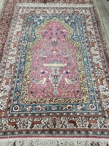 Authentic Silk On Cotton Kayseri Anatolian Rug Turkish Prayer Carpet 47” X 80” - Picture 1 of 24