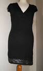 Initial - Black Short Sleeved Sequin Trim Mini Jumper Dress / Tunic- Size 10 (a)