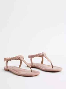 Torrid Braided T-Strap Buckle Sandal Wide Width Blush Pink Women's 10 #D10010 - Picture 1 of 5