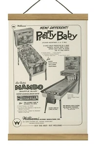 Seltene Williams ""Pretty Baby Flipper"" Original Promo Anzeige montiert mit magnetischem Rahmen - Bild 1 von 3