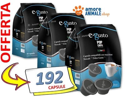 192 Capsule → POP Caffè E-GUSTO DECA, Decaffeinato Compat. Nescafè Dolce e Gusto