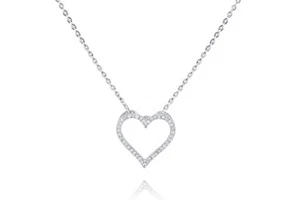COLLAR COLGANTE CON FORMA DE CORAZÓN DE DIAMANTE .15 CTW - Imagen 1 de 4