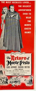 1946 Die Rückkehr von Monte Christo Film Druck Anzeige Louis Hayward 14" x 5" - Bild 1 von 3