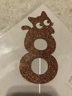 Eight Years Cat Rose Gold Glitter Cake Topper – 8th Sweet Happy Birthday...