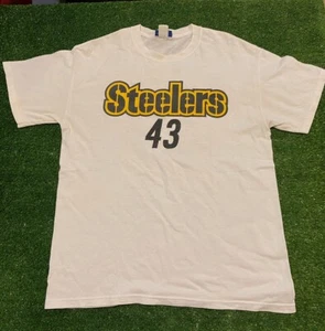 Vintage Retro Reebok Pittsburgh Steelers Troy Polamalu t-shirt small white y2K - Picture 1 of 8