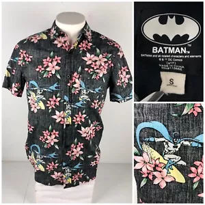 DC Comics Batman Mens Small Shirt Floral Inside Out Print Reverse Surf Rare EUC - Picture 1 of 9