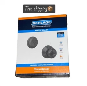 Perilla de entrada Schlage Plymouth/cerrojo de un solo cilindro negro mate - Imagen 1 de 3