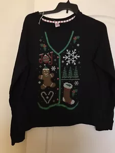 Neu ohne Etikett 2x UGLY SWEATER HOLIDAY TIME UNIQUE CASUAL schwarz Strick - Bild 1 von 1
