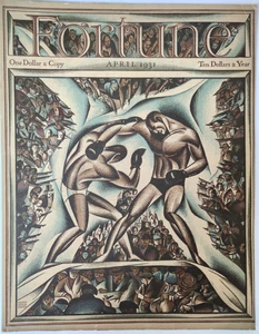 Boxing Ernest Hamlin Baker Fortune Magazine Cover Only Vtg April 1931 Art Print - Picture 1 of 7