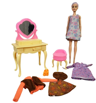 Mattel 2009 Barbie Doll with Clothes Bedroom Vanity and Chair - Image 1 of 4