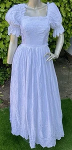 Vintage Wedding Dress 80’s Satin Floral Embroidered Victorian Hen Party XS - Picture 1 of 6