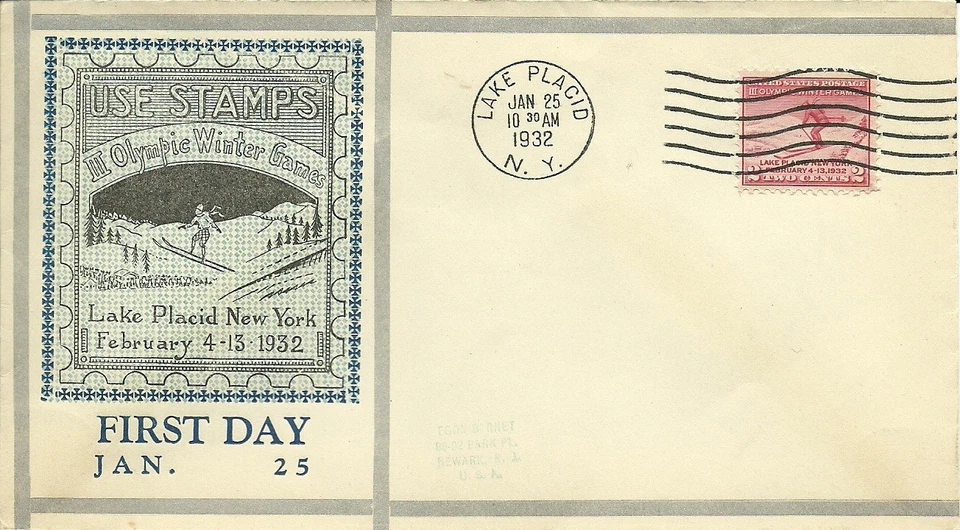 FDC 716 - 2¢ Olympic Winter Games - 1/25/1932 - Lake Placid, NY - Roessler - Image 1 of 1