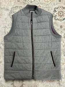 Peter Millar Merino Wool Quilted Vest Golf Insulated Gray Mens Size Large GREAT! - Picture 1 of 6