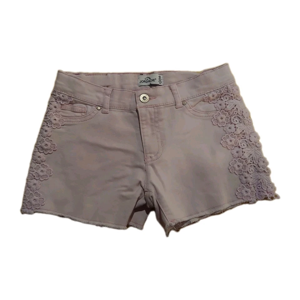 Pantalones Cortos Niñas Jordache Rosa Corte Rosa Talla 10 Cintura Ajustable Bordada Foto 1 de 4