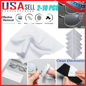2-10 PCS Premium Microfibra Panno Pulizia Occhiali per Fotocamera LCD Schermo TV US - Foto 1 di 10