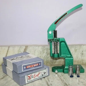 Green Hand Press Machine For Fabric Cover Button With Two Dies and Free Buttons - Picture 1 of 4