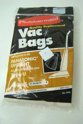 4 Pack NOS Sealed New Rubbermaid Vacuum Cleaner Bags Panasonic Type U #0310 - Image 1 of 4
