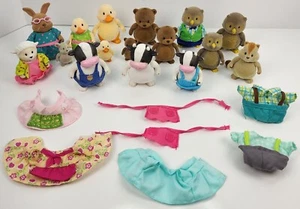 Li'l Woodzeez Figures Lot 16 Duck Cow Bear Owl Rabbit Toy Figures Family - Picture 1 of 18