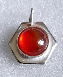 Exquisite Handmade Sterling Silver Hexagonal Pendant & a 10mm round Carnelian - Picture 1 of 1