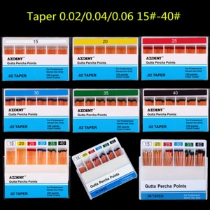 120pcs/pack AZDENT Dental Endo Gutta Percha Points Taper 0.02/0.04/0.06 15#-40# - Picture 1 of 27