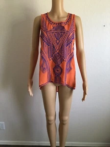 Ya Los Angeles Sleeveless Blouse Orange Sz Medium - Picture 1 of 4