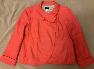 J crew linen blend blazer jacket 4 womens coral color - Image 1 of 4