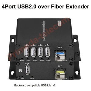 4 Ports USB2.0 over Fiber optic Extender LC Singlemode single Fiber up to 20Km - Afbeelding 1 van 6