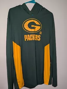 NWOT Men's Long Sleeve Hood Green Bay Packer Shirt large Brand NFL Team Apparel - Picture 1 of 4