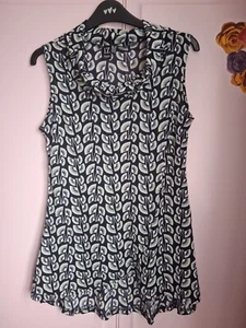 Izabel Cowl Neck Drape Front Navy Sleeveless Tunic Top Size 8 - Picture 1 of 4