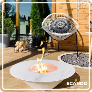 Freestanding Bioethanol Fireplace UNIVERSE White Garden-Patio-Indoor - Picture 1 of 11